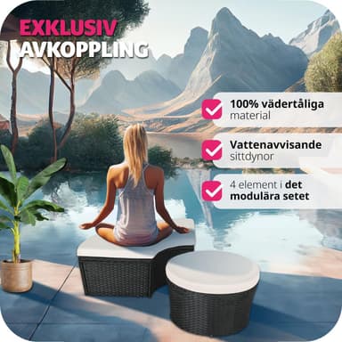 tectake Solsäng i konstrotting med aluminiumram och soltak - svart