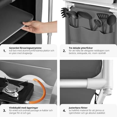 tectake Campingkök Premium med 2 fack - grå