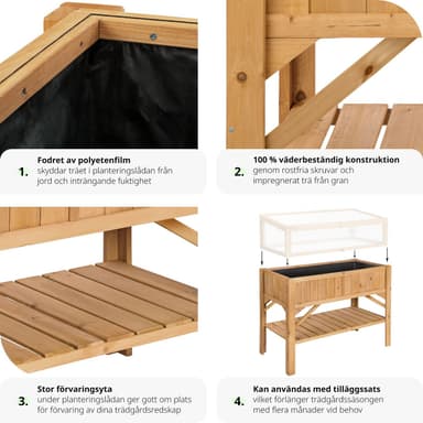 tectake Planteringslåda med förvaring - brun