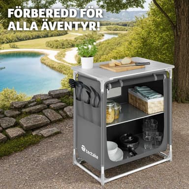 tectake Campingkök Premium med 2 fack - grå