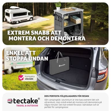 tectake Campingkök Premium med 2 fack - grå