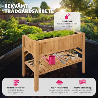 tectake Planteringslåda med förvaring - brun