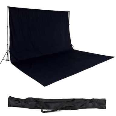 tectake Fotobakgrund / Backdrop set 3x6m med väska - svart