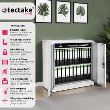 tectake Arkivskåp med 3 fack - grå