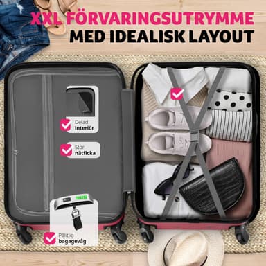 tectake 3-delars resväskeset Talia med bagagevåg och bagagetaggar - vinröd