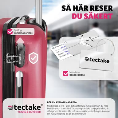 tectake 3-delars resväskeset Talia med bagagevåg och bagagetaggar - vinröd