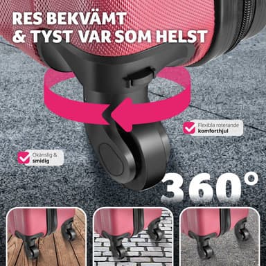 tectake 3-delars resväskeset Talia med bagagevåg och bagagetaggar - vinröd