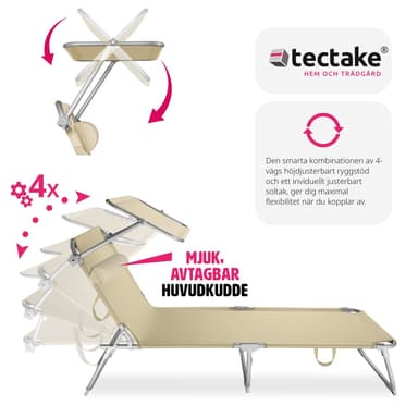tectake 2 Solsängar Chloé - beige
