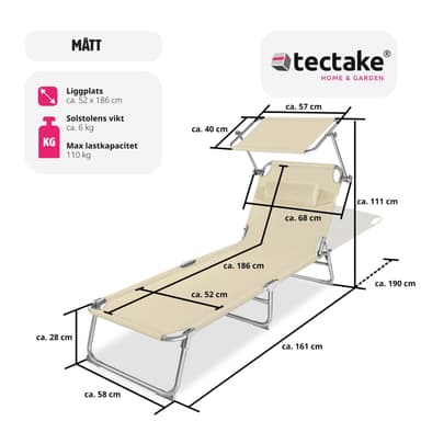tectake 2 Solsängar Chloé - beige