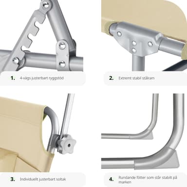tectake 2 Solsängar Chloé - beige