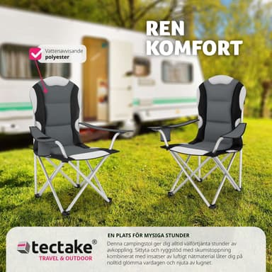 tectake 4 campingstolar med stoppad dyna, hopfällbara - grå