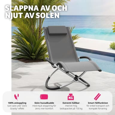 tectake Solstol Paulina, ergonomisk gungstol för utomhusbruk, hopfällbar - grå