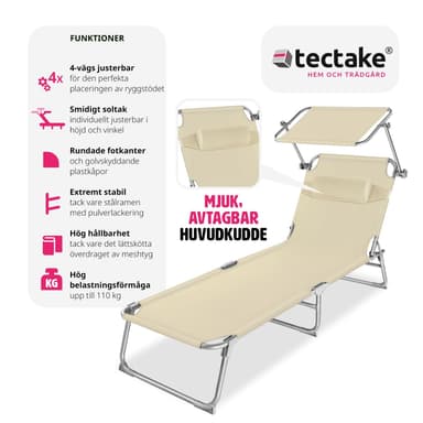 tectake 2 Solsängar Chloé - beige
