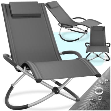 tectake Solstol Paulina, ergonomisk gungstol för utomhusbruk, hopfällbar - grå