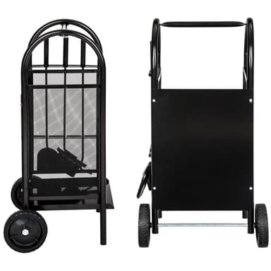 tectake Vedvagn vedkärra med spade, spett och borste - svart