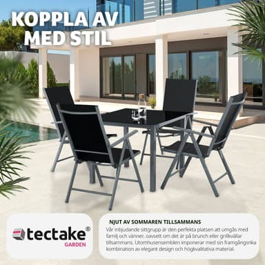 tectake Matgrupp i Aluminium med 4 stolar - antracit