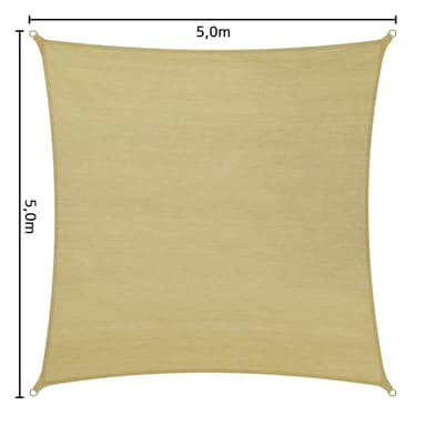 tectake Solsegel i polyeten kvadratiskt, beige - 500 x 500 cm