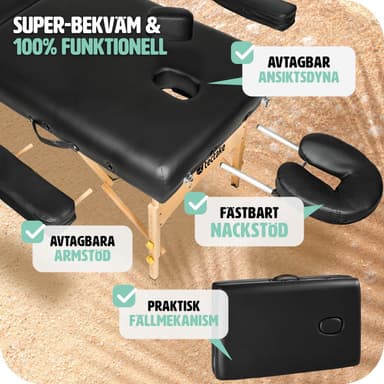 tectake 2-zons massagebänk 5 cm stoppning + väska - svart