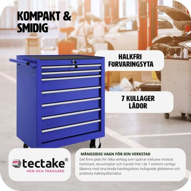 tectake Verktygsvagn med 7 lådor - blå
