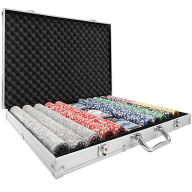 tectake Pokerset - silver, 1000 delar