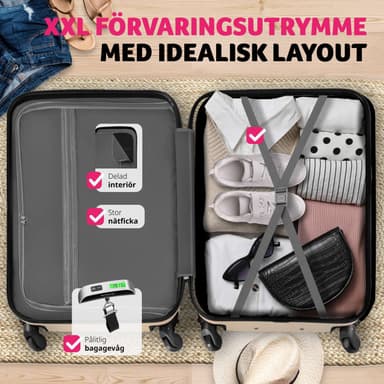 tectake 3-delars resväskeset Talia med bagagevåg och bagagetaggar - champagne