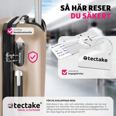 tectake 3-delars resväskeset Talia med bagagevåg och bagagetaggar - champagne