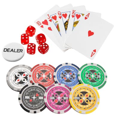 tectake Pokerset - silver, 1000 delar