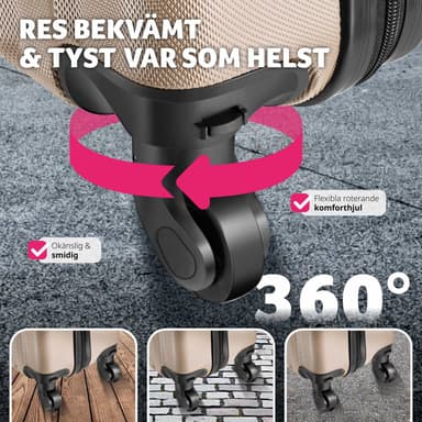 tectake 3-delars resväskeset Talia med bagagevåg och bagagetaggar - champagne