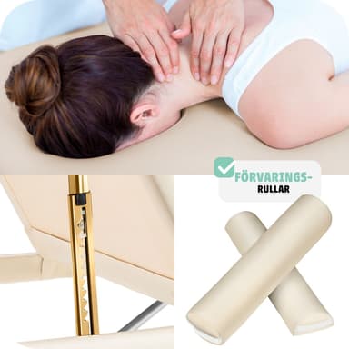 tectake 3-zons massagebänk med 5 cm stoppning, rullar och aluminiumram - beige
