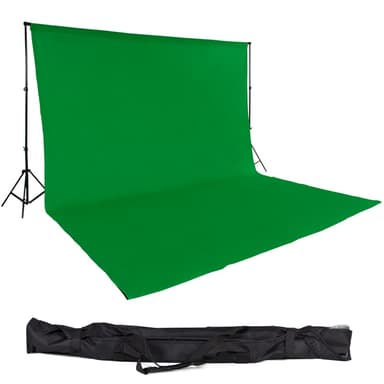 tectake Fotobakgrund / Backdrop set 3x6m med väska - grön