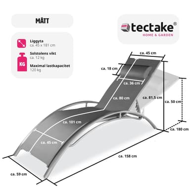 tectake 2 solsängar Alina - grå