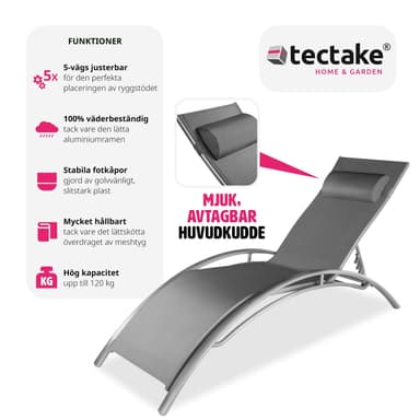 tectake 2 solsängar Alina - grå