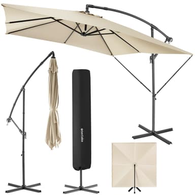 tectake Solparasoll Apollon med vevmekanism 2,5 x 2,5 m - beige