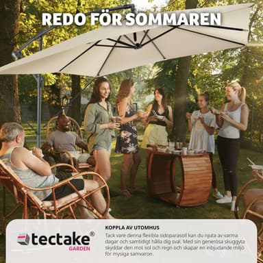 tectake Solparasoll Apollon med vevmekanism 2,5 x 2,5 m - beige