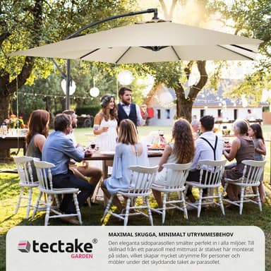 tectake Solparasoll Apollon med vevmekanism 2,5 x 2,5 m - beige