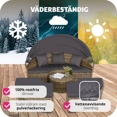 tectake Rund Solsäng Santorini i konstrotting - natur