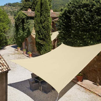 tectake Solsegel i polyeten kvadratiskt, beige - 400 x 400 cm