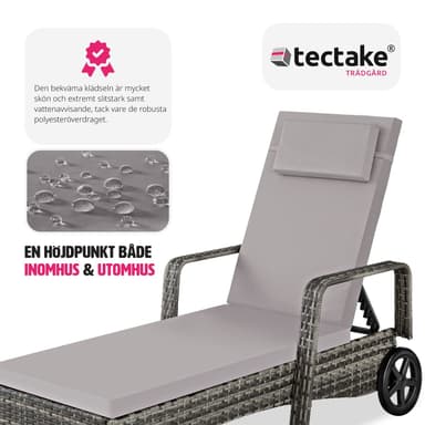 tectake Solsäng i konstrotting med hjul - grå