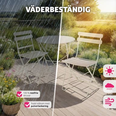 tectake Bistrobord set Frieda, hopfällbart för 2 personer - creme