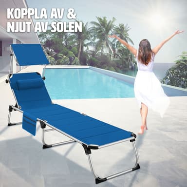 tectake Solstol Lorella, vadderad, hopfällbar - blå