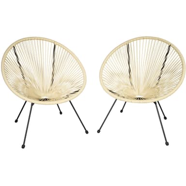 tectake 2 trädgårdsstolar Gabriella Retro i Acapulco-stil - beige