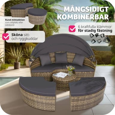 tectake Rund Solsäng Santorini i konstrotting - natur