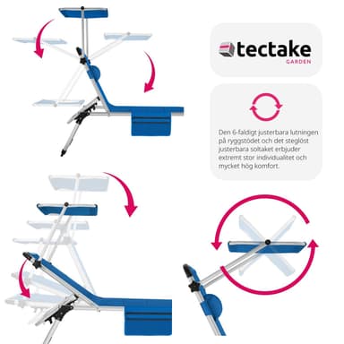 tectake Solstol Lorella, vadderad, hopfällbar - blå