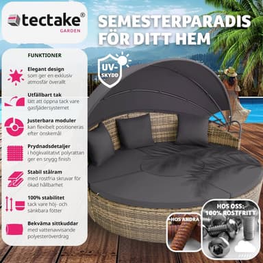 tectake Rund Solsäng Santorini i konstrotting - natur