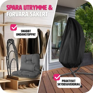 tectake Hängstol Ariane med stativ och sittdyna, bärkapacitet 160 kg - mörkgrå