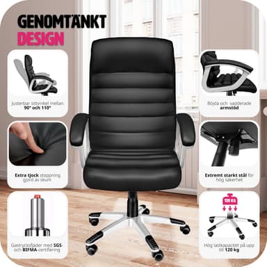 tectake Kontorsstol Paul - svart