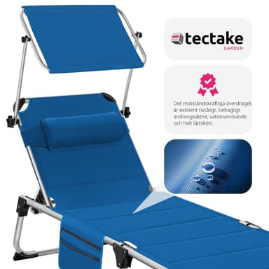 tectake Solstol Lorella, vadderad, hopfällbar - blå