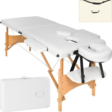 tectake 2-zons massagebänk 5 cm stoppning + väska - vit