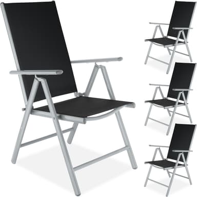 tectake 4 hopfällbara trädgårdsstolar i aluminium - silver