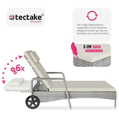 tectake Solsäng konstrotting Cassis med aluminiumram - ljusgrå